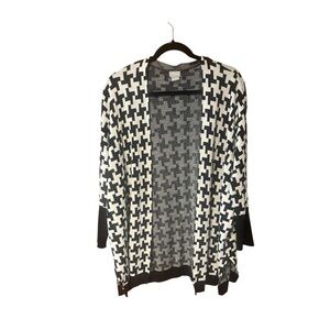 Chico’s Checkered Houndstooth Open Front Cardigan Sweater